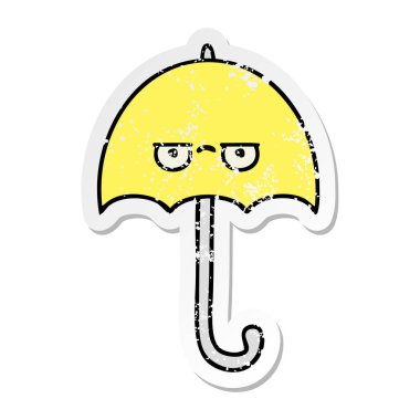 sevimli çizgi şemsiye sıkıntılı etiket