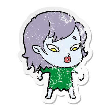 sevimli çizgi vampir kız sıkıntılı etiket