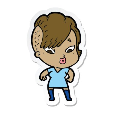 bir çizgi film sürpriz kız etiketi