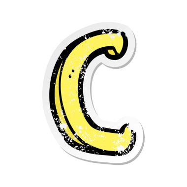 bir çizgi film mektup C Retro sıkıntılı etiket