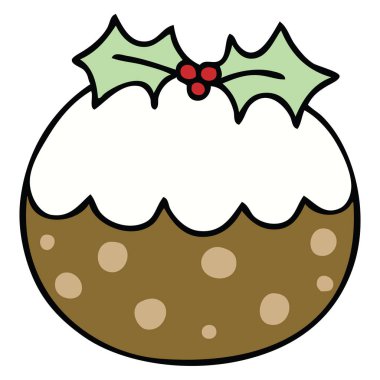 ilginç el karikatür Noel pudingi çekilmiş