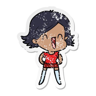 bir karikatür mutlu kadın sıkıntılı etiket