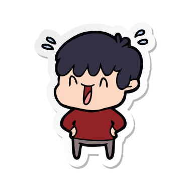 etiket bir karikatür gülen çocuk