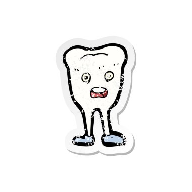bir karikatür mutlu diş Retro sıkıntılı etiket