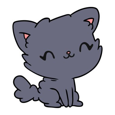 çizgi film sevimli kawaii kabarık kedi