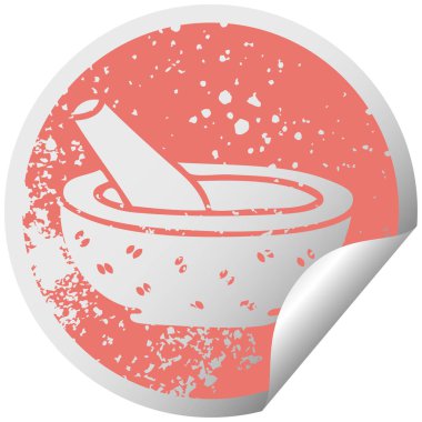 sıkıntılı dairesel peeling etiket ilginç sembolü havaneli ve harç