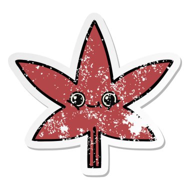 sevimli çizgi sonbahar yaprak sıkıntılı etiket