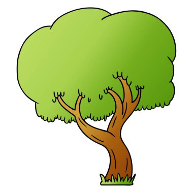 Degrade çizgi film doodle yaz ağacı