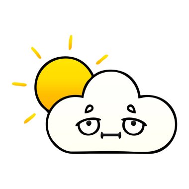 Degrade gölgeli karikatür güneş ve bulut