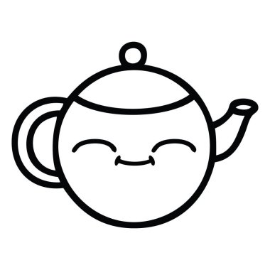 Çizim karikatür mutlu çaydanlık