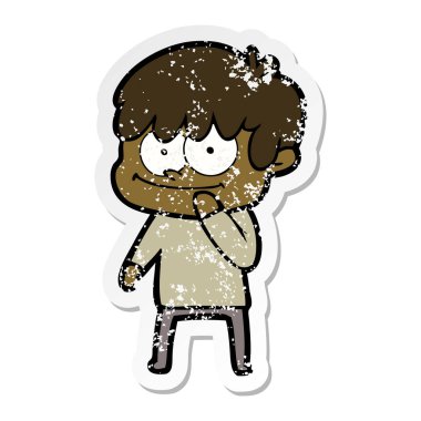 bir mutlu çizgi film adamın sıkıntılı etiket