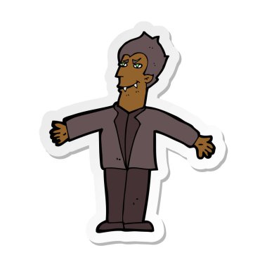 etiket bir karikatür vampir adam Kollarını açarak