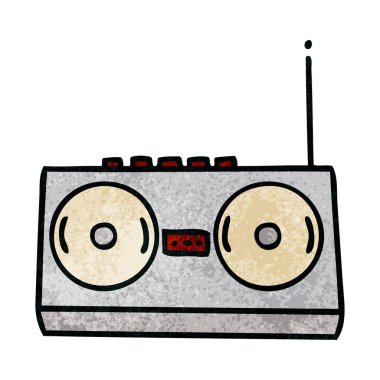 Retro grunge doku karikatür retro bir radyo