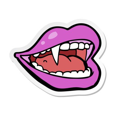 etiket bir karikatür vampir ağız