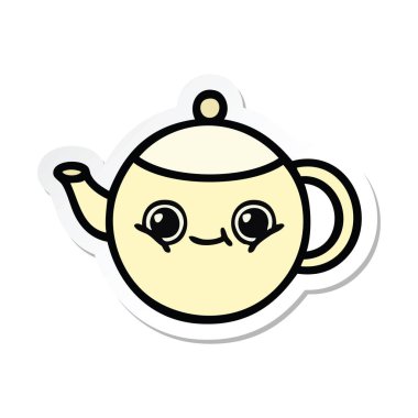 sevimli çizgi çaydanlık etiket