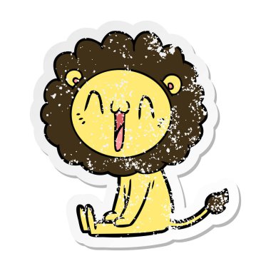 mutlu karikatür aslan sıkıntılı etiket