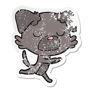 sıkıntılı etiket bir karikatür köpek