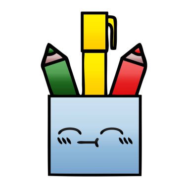 Degrade gölgeli karikatür kalem pot