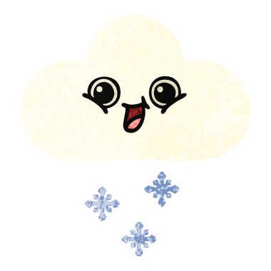 Retro illüstrasyon stil çizgi film kar bulut