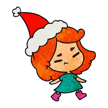 Noel dokulu karikatür kawaii kız el çekilmiş