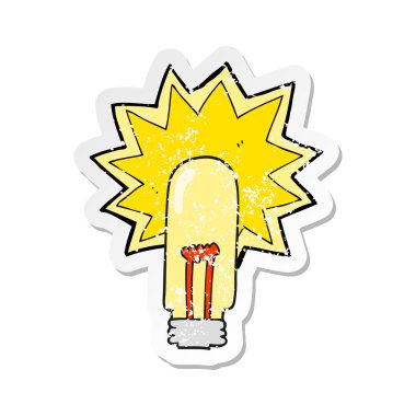 bir çizgi film eski ampul Retro sıkıntılı etiket