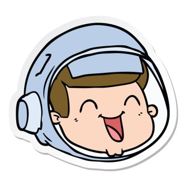 etiket bir karikatür mutlu astronot yüz
