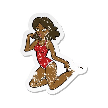 bir çizgi film kadın iç çamaşırı Retro sıkıntılı etiket