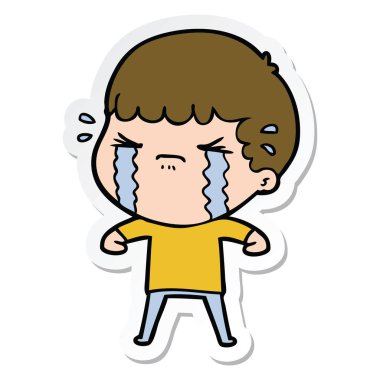 ağlayan bir çizgi film adamın etiket