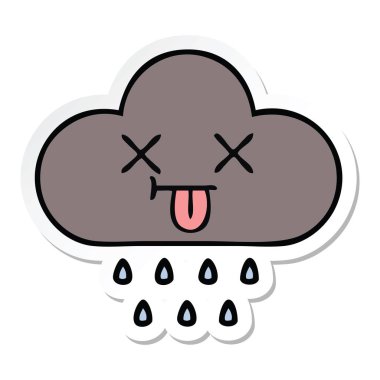 sevimli çizgi fırtına yağmur bulutu etiket