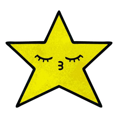 Retro grunge doku karikatür altın bir yıldız