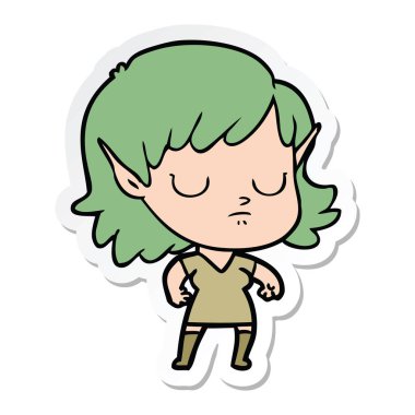 bir çizgi film elf Girl etiketi