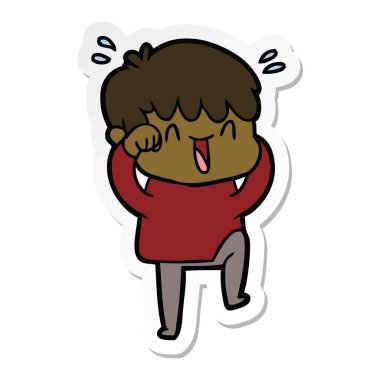 etiket bir karikatür gülen çocuk