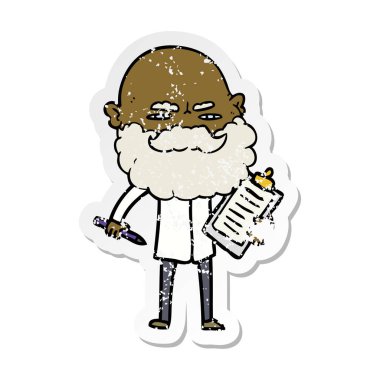 Sakal çatık ile bir çizgi film adamın sıkıntılı etiket