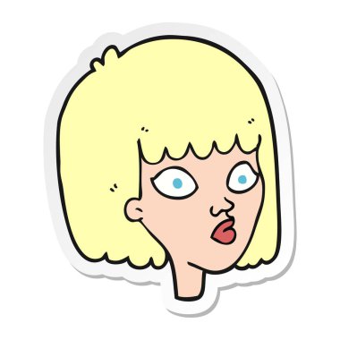 bir çizgi film kadın yüzü etiket