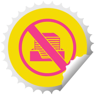 dairesel peeling etiket karikatür bir kağıtsız ofis sembol