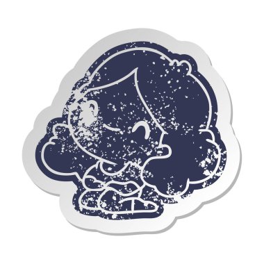 bir şirin kawaii kızın sıkıntılı eski etiket