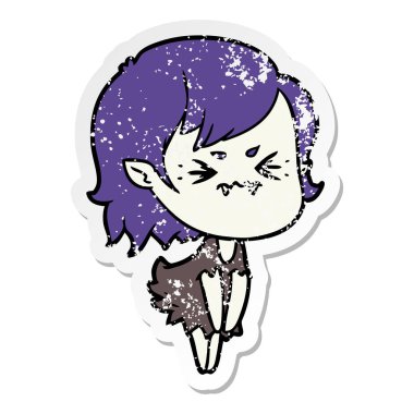 bir rahatsız çizgi film vampir kızın sıkıntılı etiket