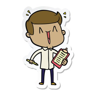 etiket karikatür mutlu bir adamın