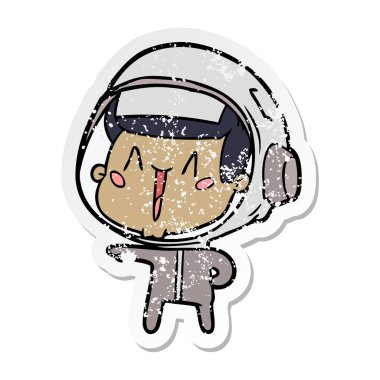 işaret mutlu karikatür astronotun sıkıntılı etiket