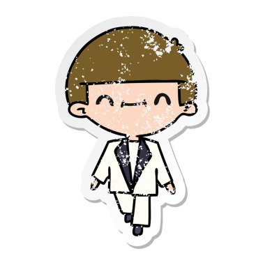 serbest el çekilmiş sıkıntılı etiket karikatür şirin kawaii çocuk takım elbise