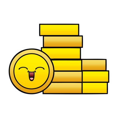 Degrade gölgeli karikatür bir sikke