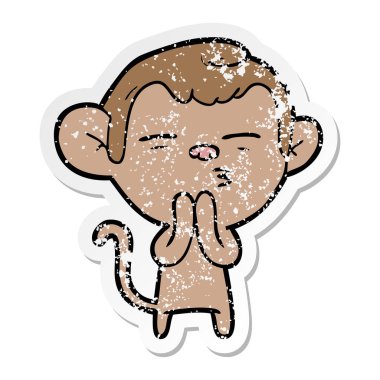 bir çizgi film şüpheli maymunun sıkıntılı etiket