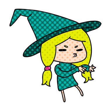 sevimli cadı kawaii kız çizgi film