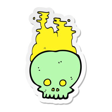 etiket kafatası dumanı tüten bir karikatür