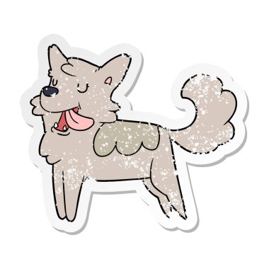 bir karikatür mutlu köpek sıkıntılı etiket