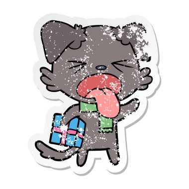 bir karikatür sıkıntılı etiket köpek Noel GIF ile tiksinti