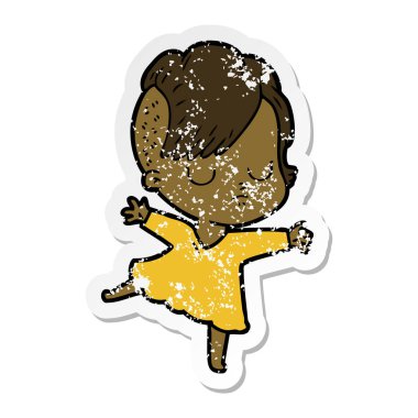 bir çizgi film kadının sıkıntılı etiket