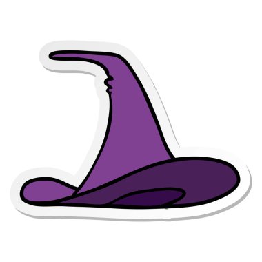 elle çizilmiş etiket karikatür doodle bir cadı şapka