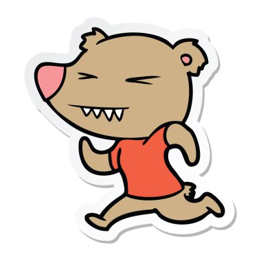 çalışan bir kızgın ayı çizgi film etiketi