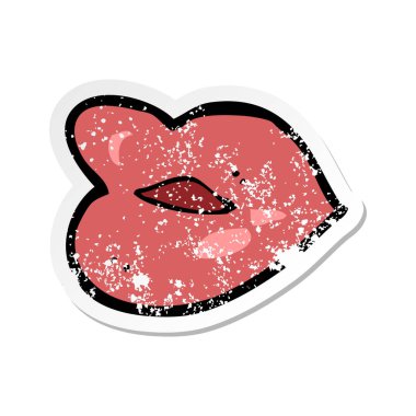 bir çizgi film dudak Retro sıkıntılı etiket